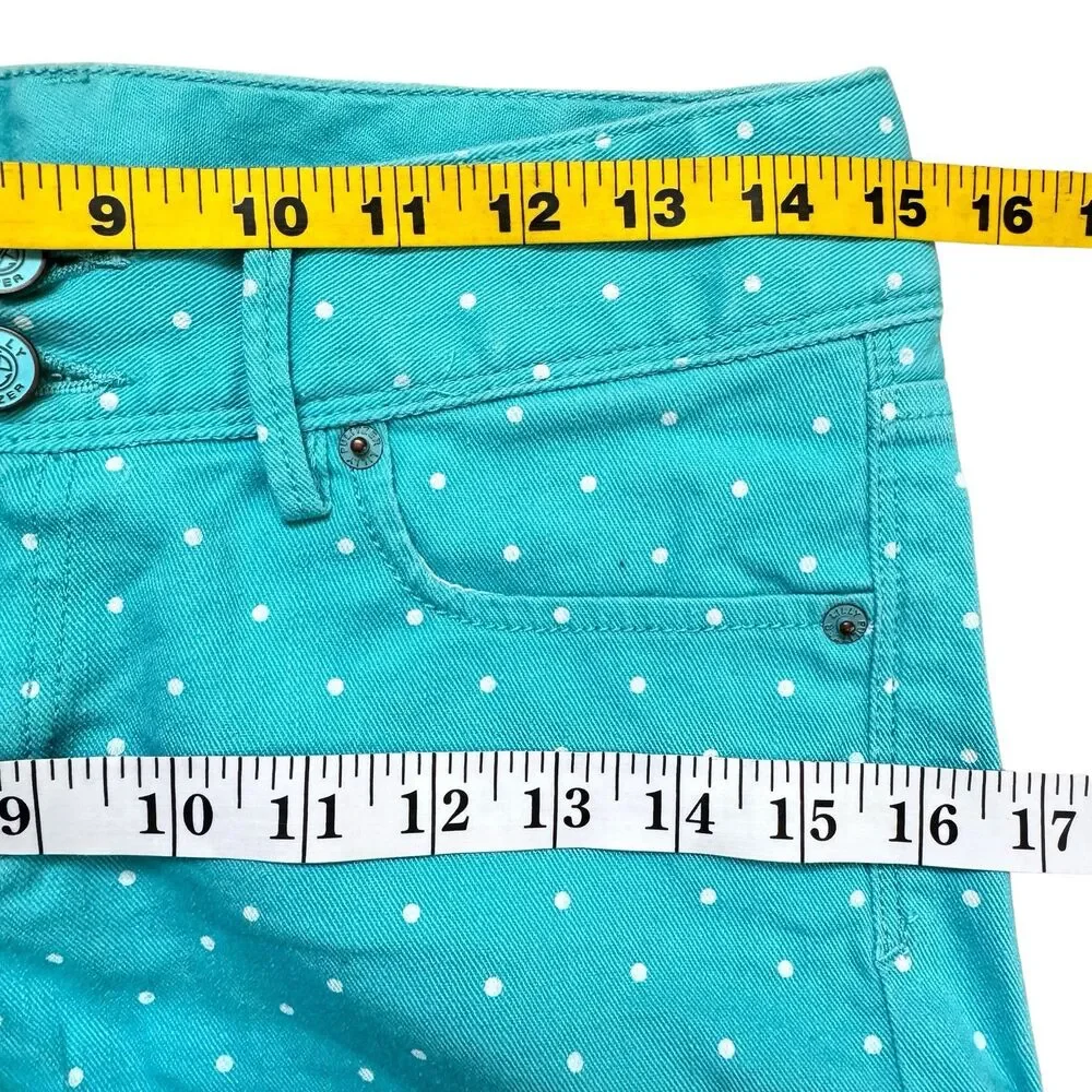Lilly Pulitzer Clifton Shorts Sz 00 Aqua with White Polka Dots 2 Button Closure